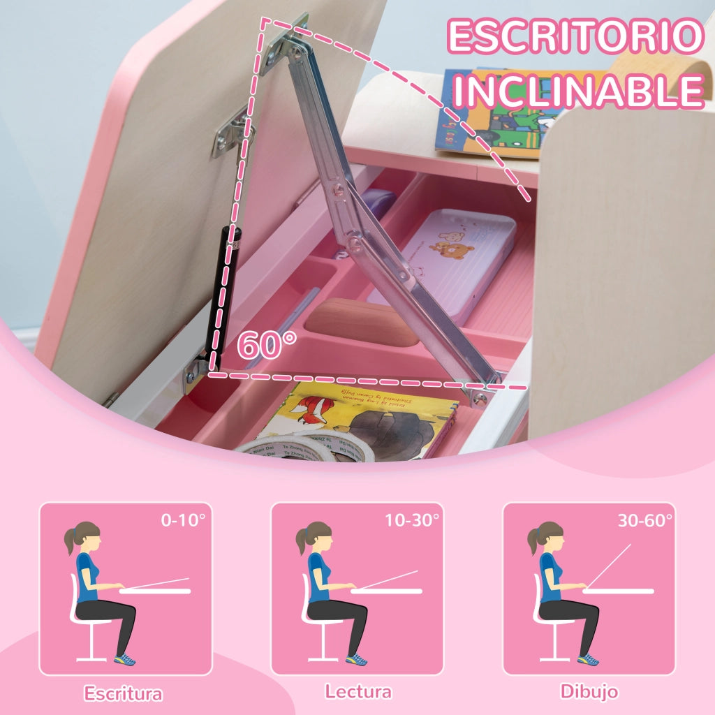 Scrivania Regolabile per Bambini ¨C Minimal ¨C Rosa 80x52x88-109 cm