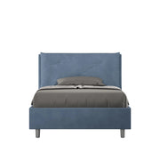 BS COM Letto una piazza e mezza contenitore imbottito 110x200 microfibra blu