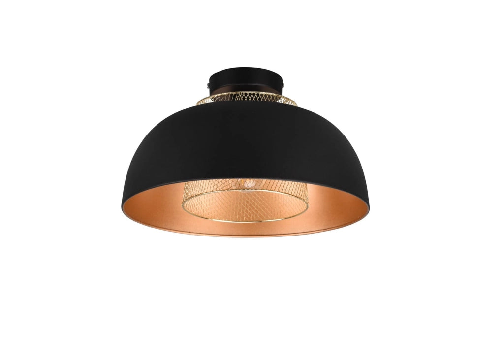 Plafoniera moderna RL Punch in metallo nero/oro 35cm E27