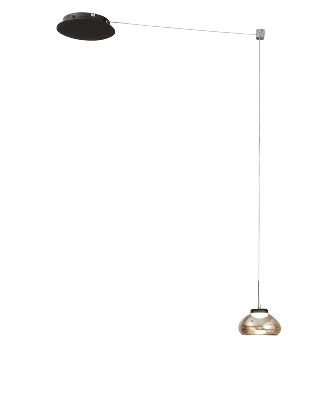 Arabella - Lampada a sospensione decentrata Ambra - Fabas Luce - LED 8W dimmerabile - Montaggio con decentramento