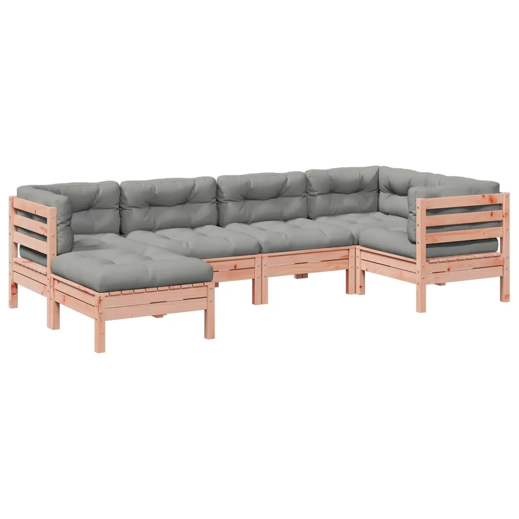 Set Divani Giardino 6 pz Cuscini Legno Massello Abete Douglas