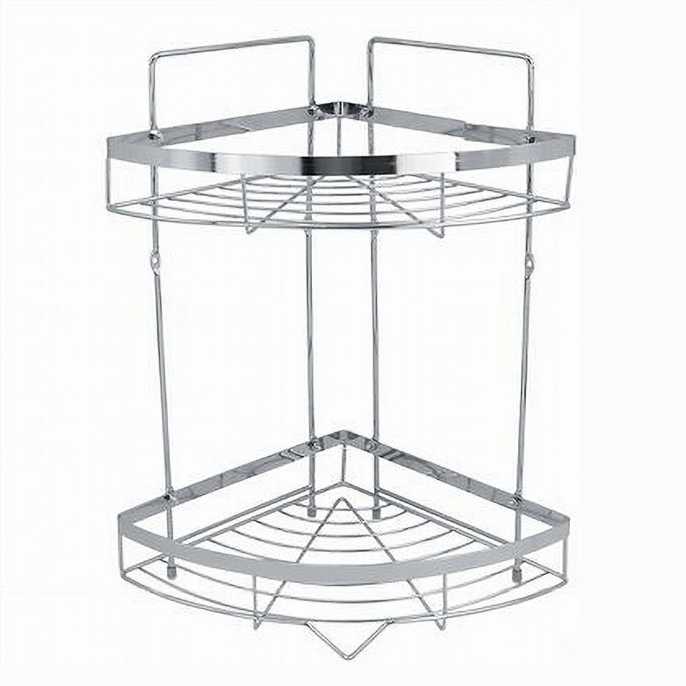 Trade Shop - Mensola Angolare Cromata Per Doccia A 2 Ripiani Piani Organizer Per Bagno 59256 -