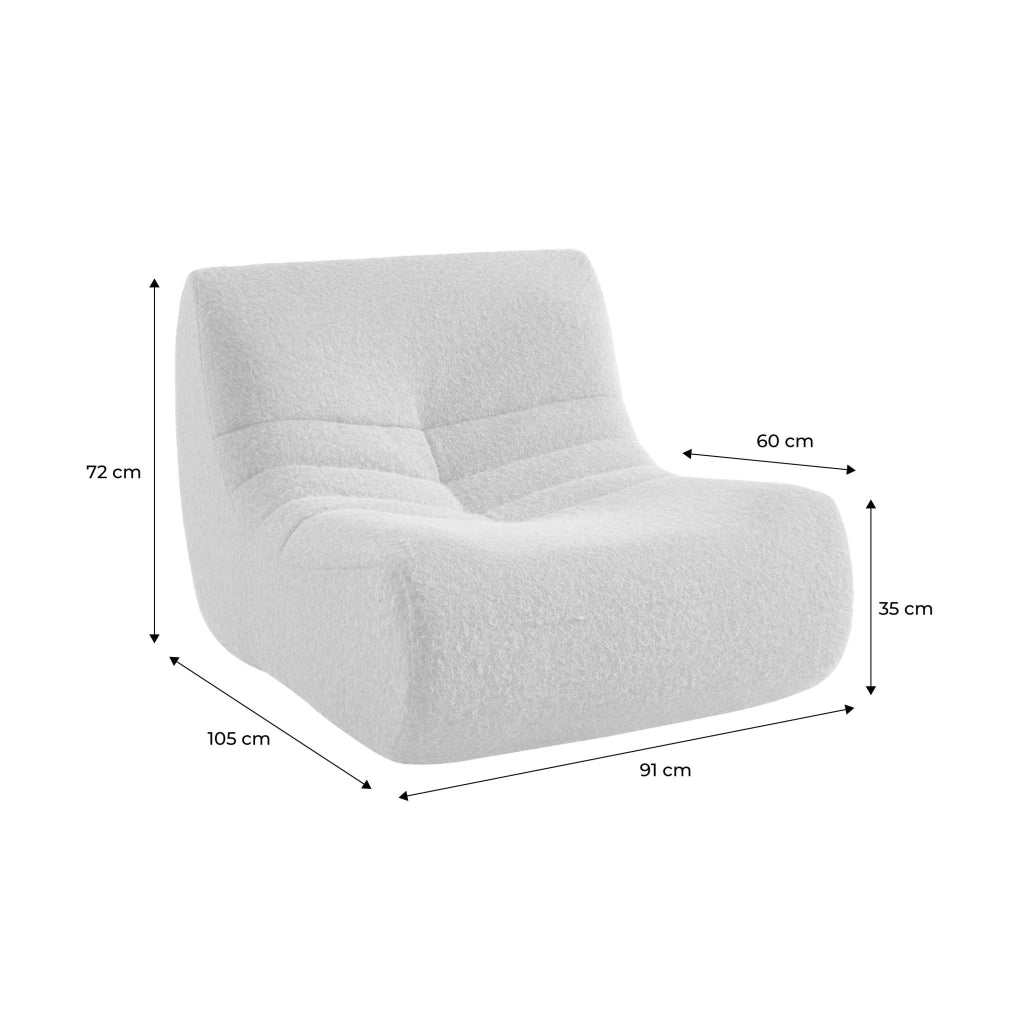 Divano modulare tessuto effetto alpaca, 3 posti, beige