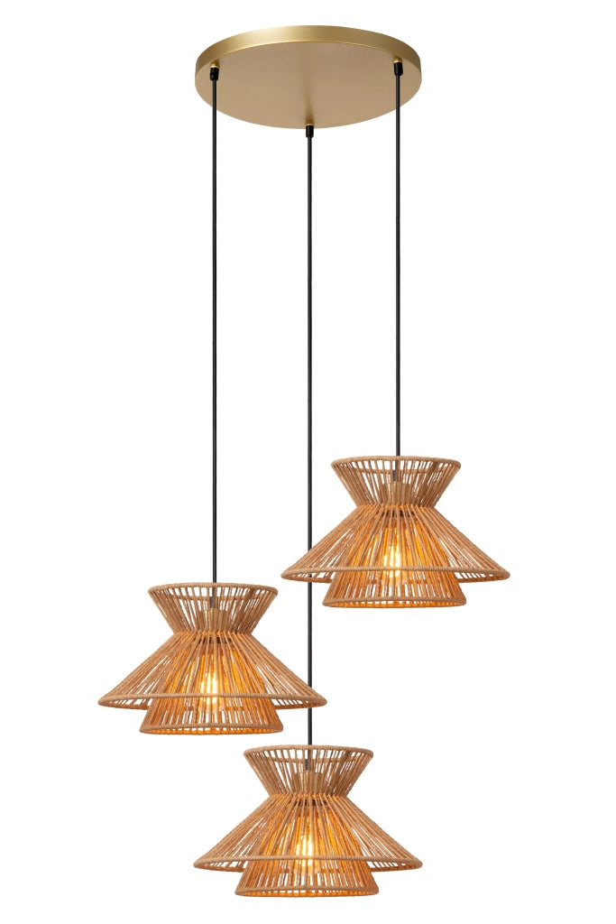 Lampada a sospensione boho tripla TASMAN E27 Lucide