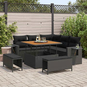 Set Divano da Giardino con cuscino 9 pcs Nero polyrattan 3363684