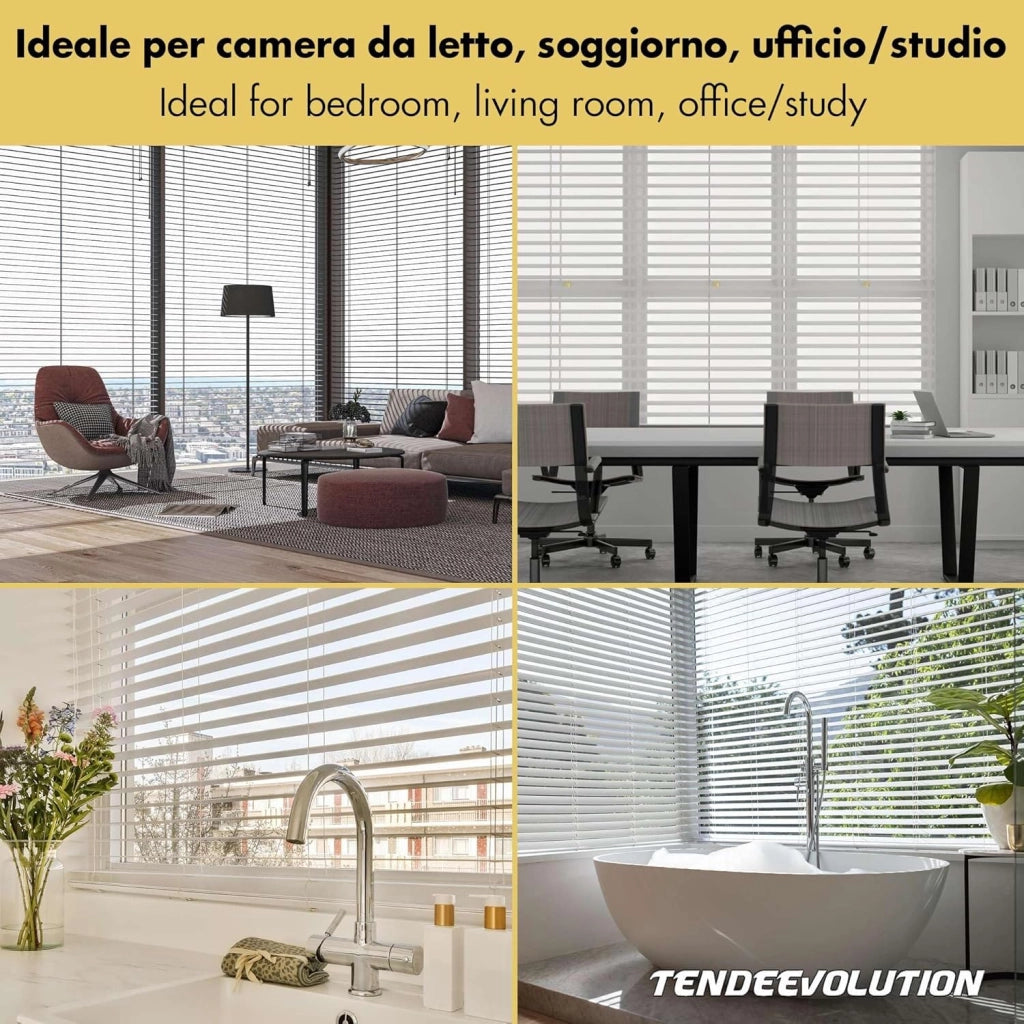 Tenda Veneziana Su Misura in Alluminio, Lamella da 25mm - Larghezza 2 x Altezza 2, Col. Beige 0285, Comando e Orientamento a Sinistra