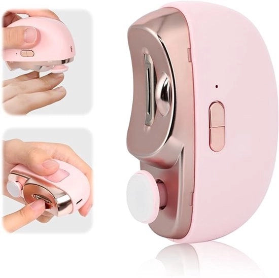 Nageltrimmer elettrico 2 in 1, trimmer automatico con funzione di levigatura, tagliaunghie portatile, vijl a due velocità, cassetto di stoccaggio per il tagliaunghie, ricaricabile, tagliaunghie sicuro, adatto per bambini, ragazzi, adulti e anziani (rosa).