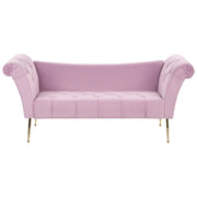 Chaise Longue in Velluto viola chiaro e Gambe Dorate in Metallo Stile Retró con gambe in metallo dorato
