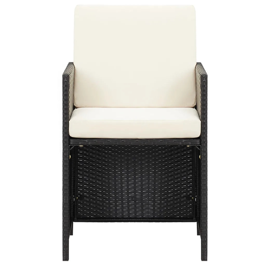 Set da Pranzo da Giardino 21 pz con Cuscini in Polyrattan Nero 3095669