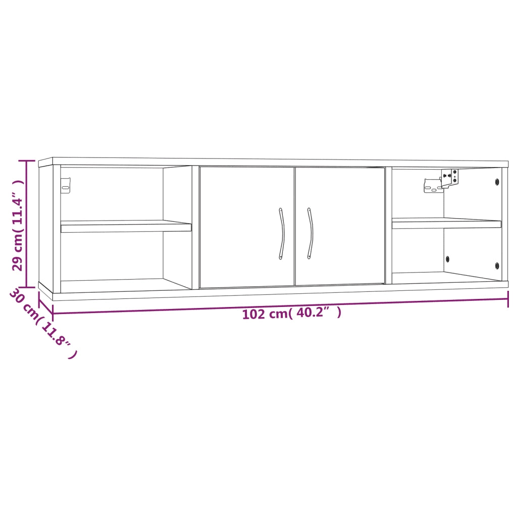 Mensola a Muro Grigio Sonoma 102x30x29 cm Legno Multistrato 826364