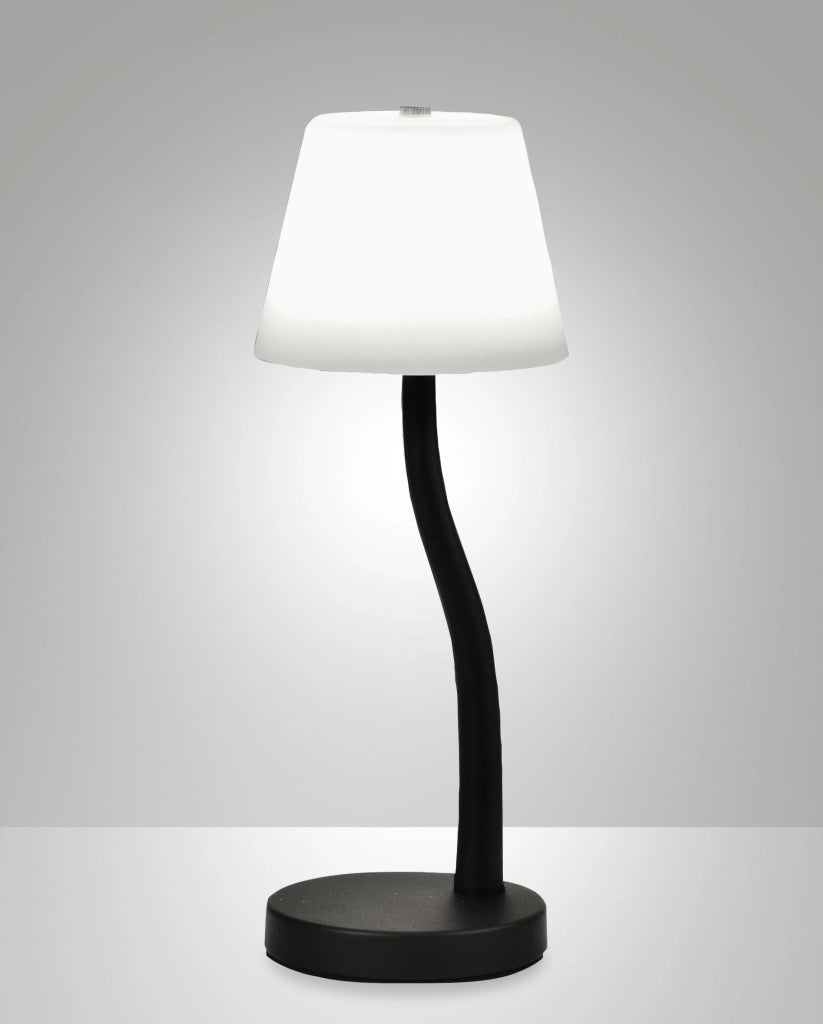 Lampada da Tavolo Ibla LED 9W 750lm 3000K, Dimmerabile al Tocco, Struttura in Metallo e Vetro Soffiato, Colore Nero - Ibla