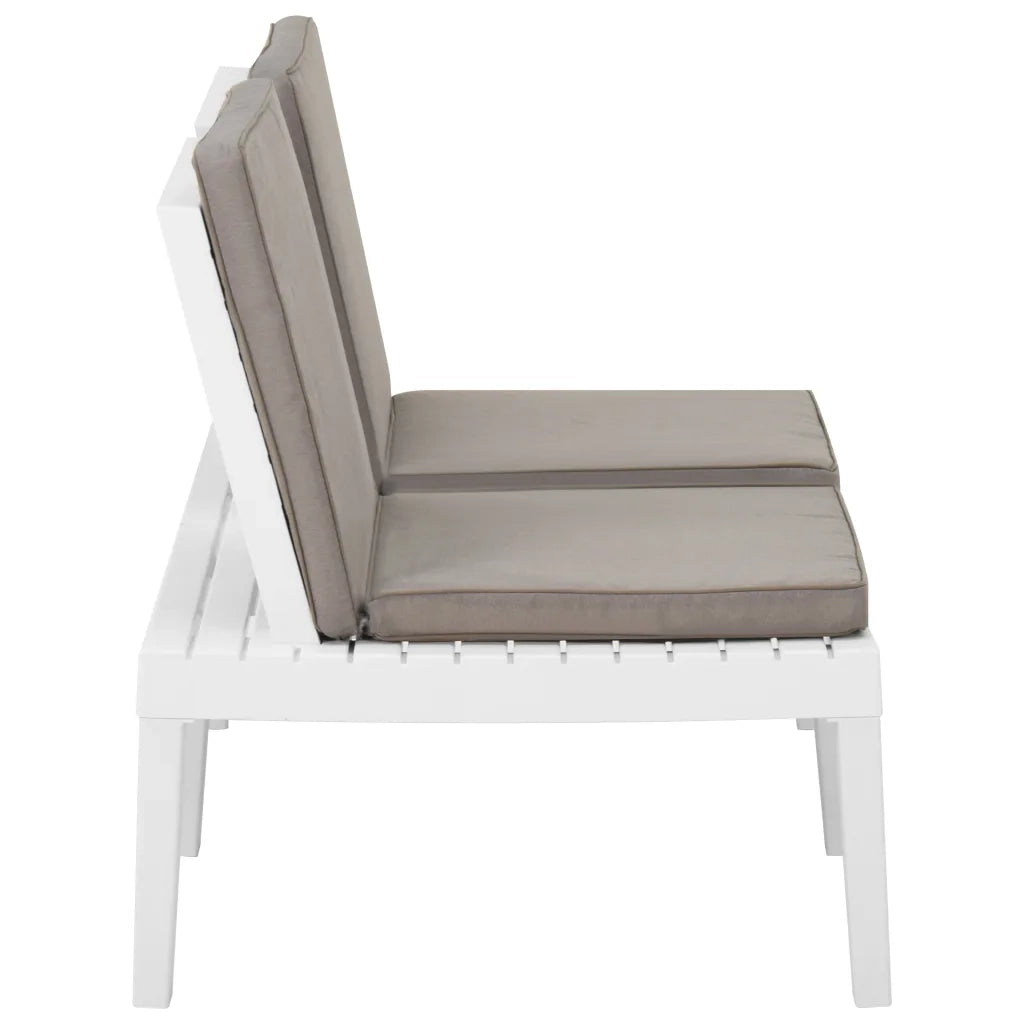 Set Divani da Giardino con Cuscini 2 pz in Plastica Bianco 315852