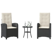 Set da Bistrò 3 pz con Cuscini Nero in Polyrattan 365176