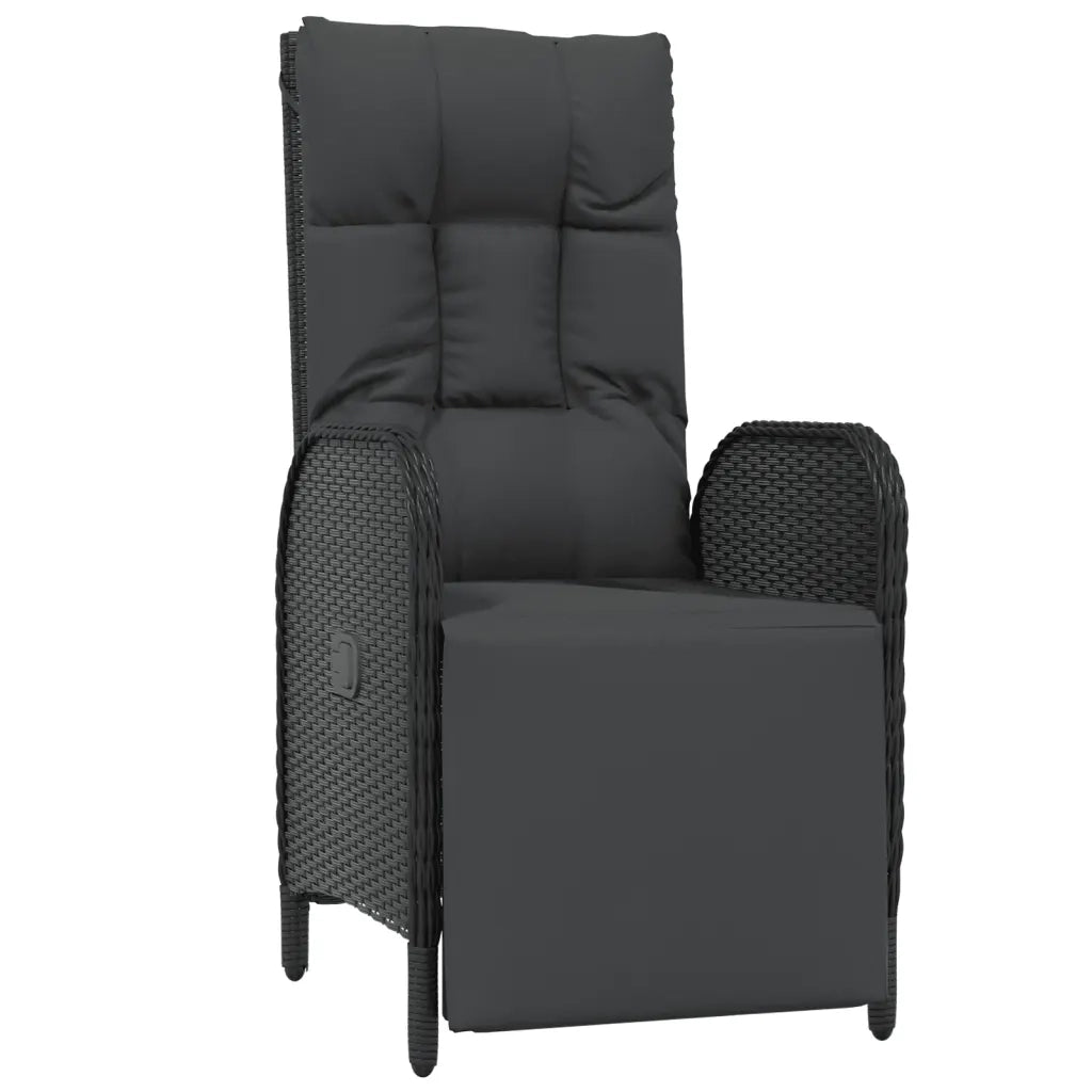 Set da Pranzo da Giardino 9 pz con Cuscini Nero in Polyrattan 3213521