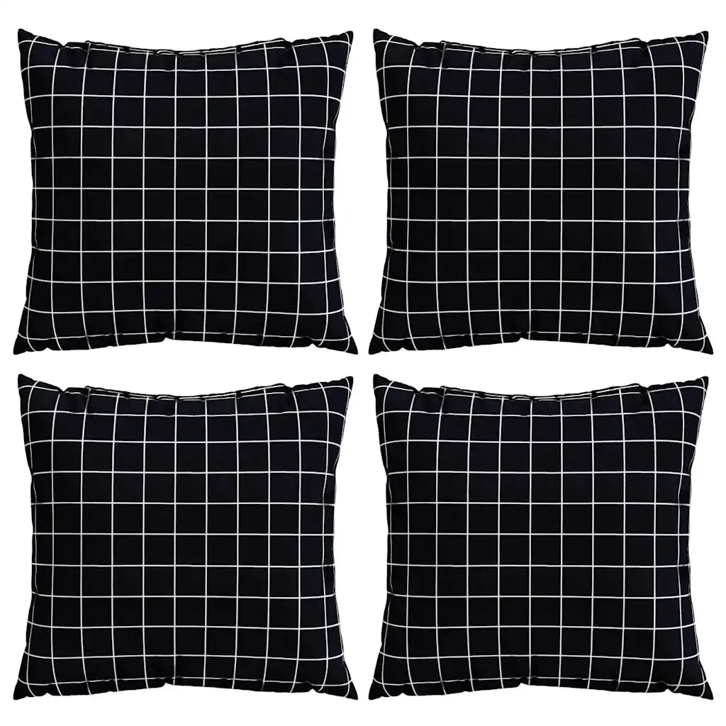 Cuscini Scatter a scacchi 4 pcs Quadro Nero 50 x 50 cm 360397