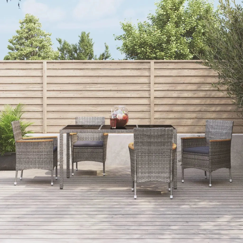 Set da Pranzo da Giardino 5 pz con Cuscini in Polyrattan Grigio 3187382