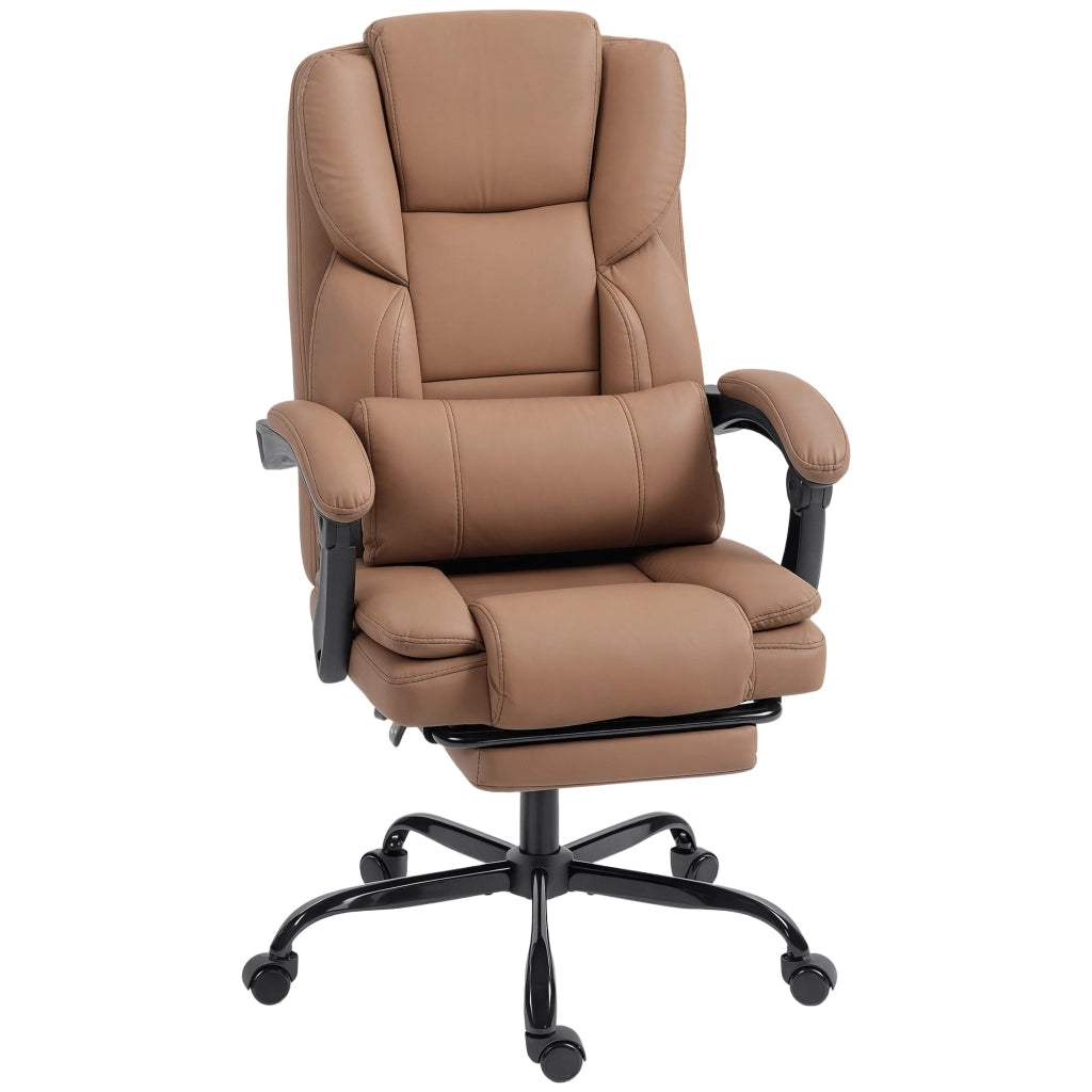 Sedia da Ufficio Reclinabile in Similpelle con Poggiapiedi e Rotelle ¨C Minimal ¨C Marrone 65x67x111-119 cm