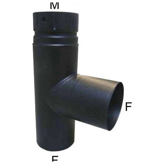 ALA Gomito T Smaltato Diametro 12 cm Acciaio per Stufe e Camini Incastro GASTOP colore Nero Opaco