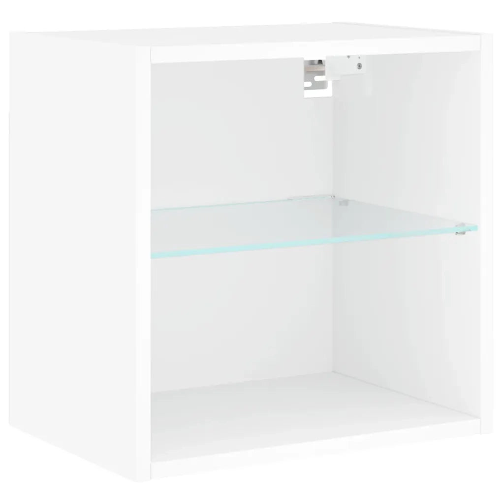 Comodini con Luci LED a Parete 2pz-Set di 2 Tavolino da notte Bianchi 384985
