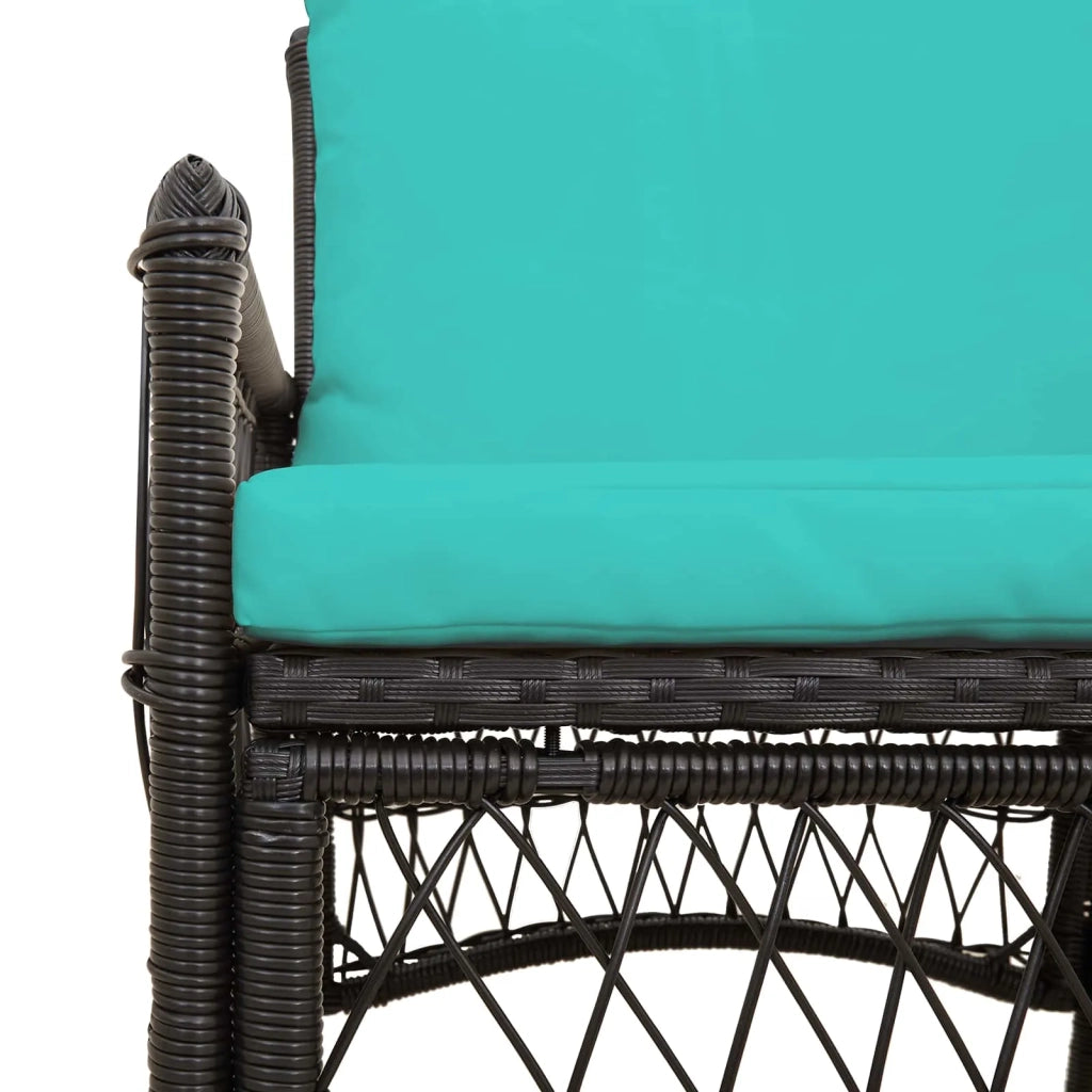 Sedia da Giardino con cuscino Nero 73 x 61 x 77 cm polyrattan 42006225