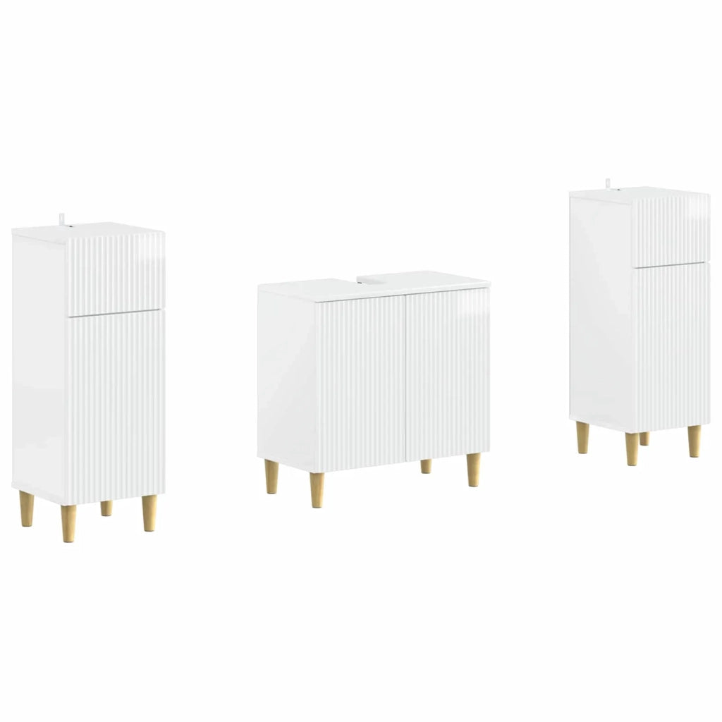Set di Armadi da Bagno da 2 Pezzi ARNHEM Bianco Lucido 3418012