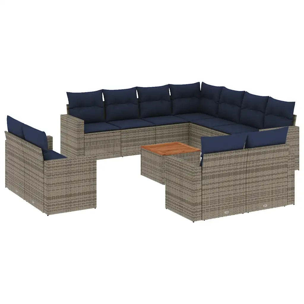 Set Divani da Giardino 12 pz con Cuscini Grigio in Polyrattan 3256719