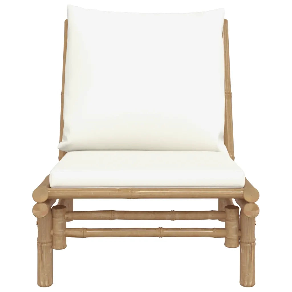 Sedie da Giardino 2 pz con Cuscini Bianco Crema in Bambù 363455