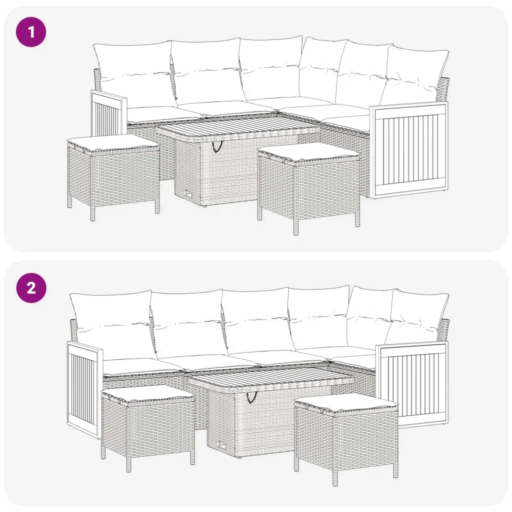 Set Divano da Giardino con cuscino 8 pcs Nero 3363174