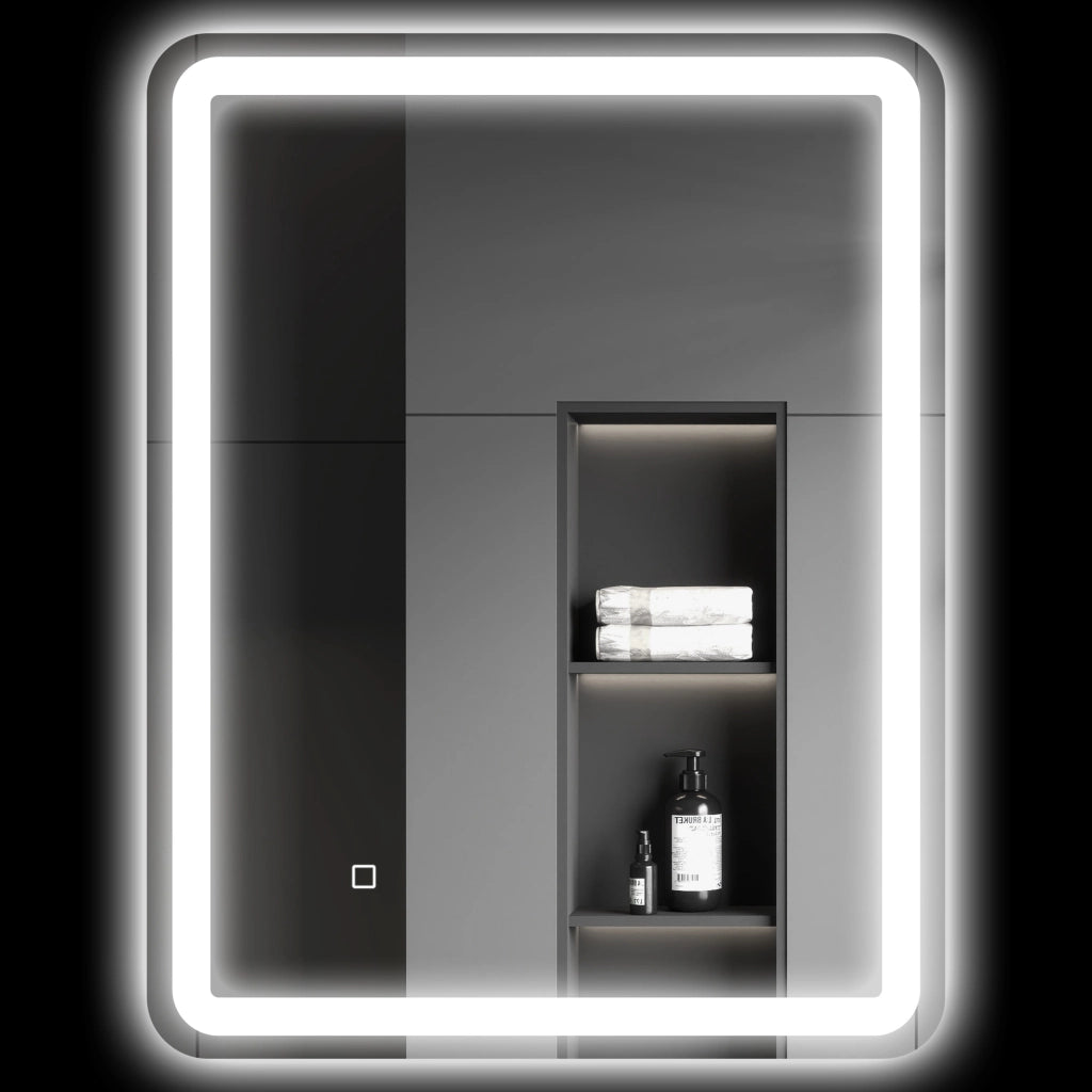 Specchio da Bagno Illuminato con Touch ¨C Minimal ¨C Argento 60x80