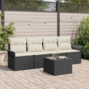 Set di divani con cuscino 5 pcs Nero polyrattan