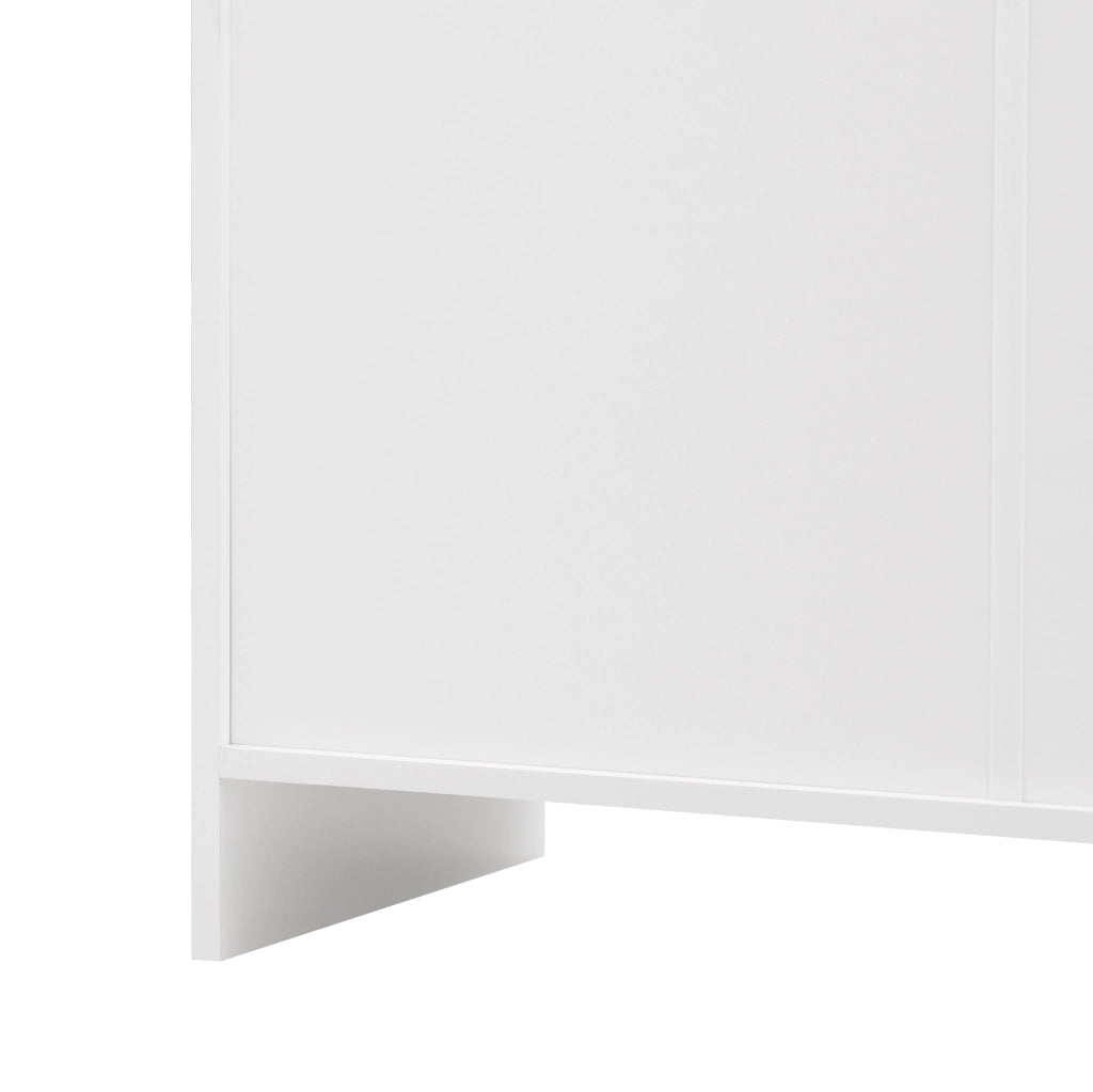 SIDEBOARD 160 cm con 3 cassetti, 4 ante, bianco e legno
