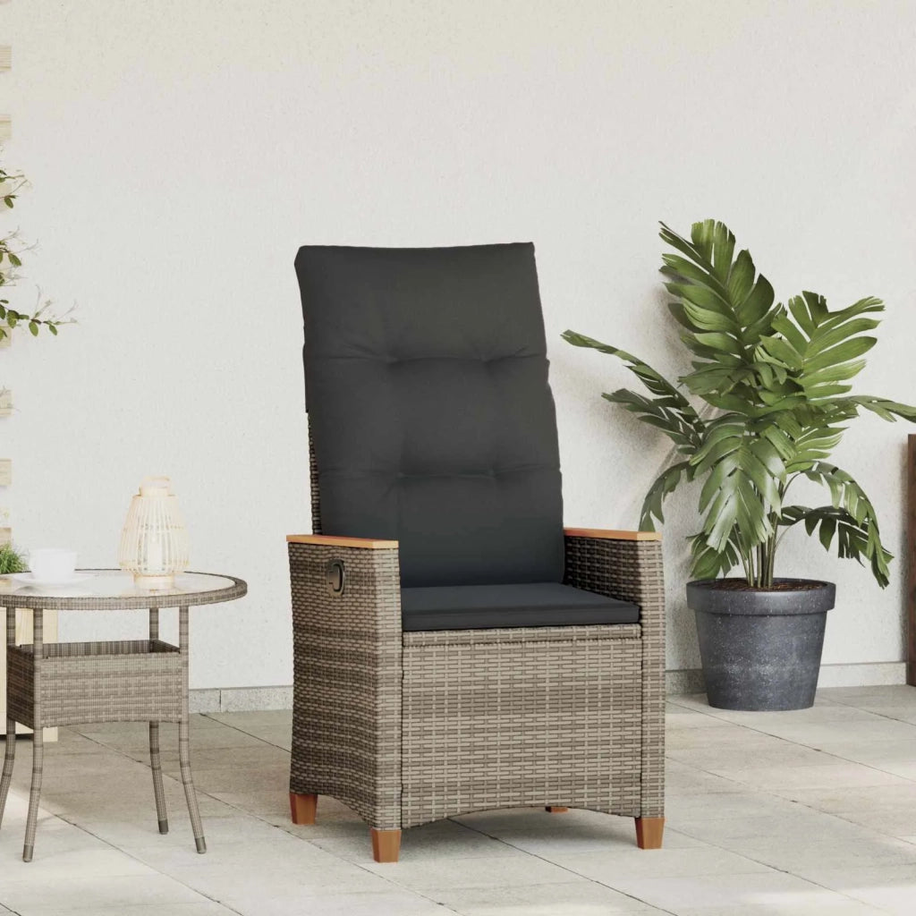 Sedia da giardino reclinabile Grigio e Grigio Scuro polyrattan 42026860