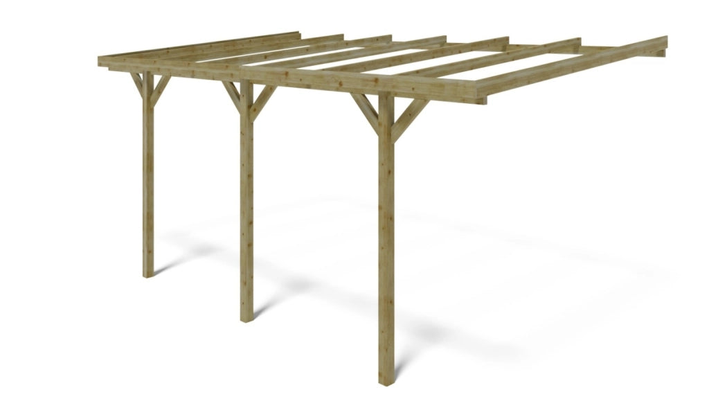 Tettoia posto auto coperto in legno 3x5.24 m - 15 m2 - addossato  - CAR6 - ALTANKA