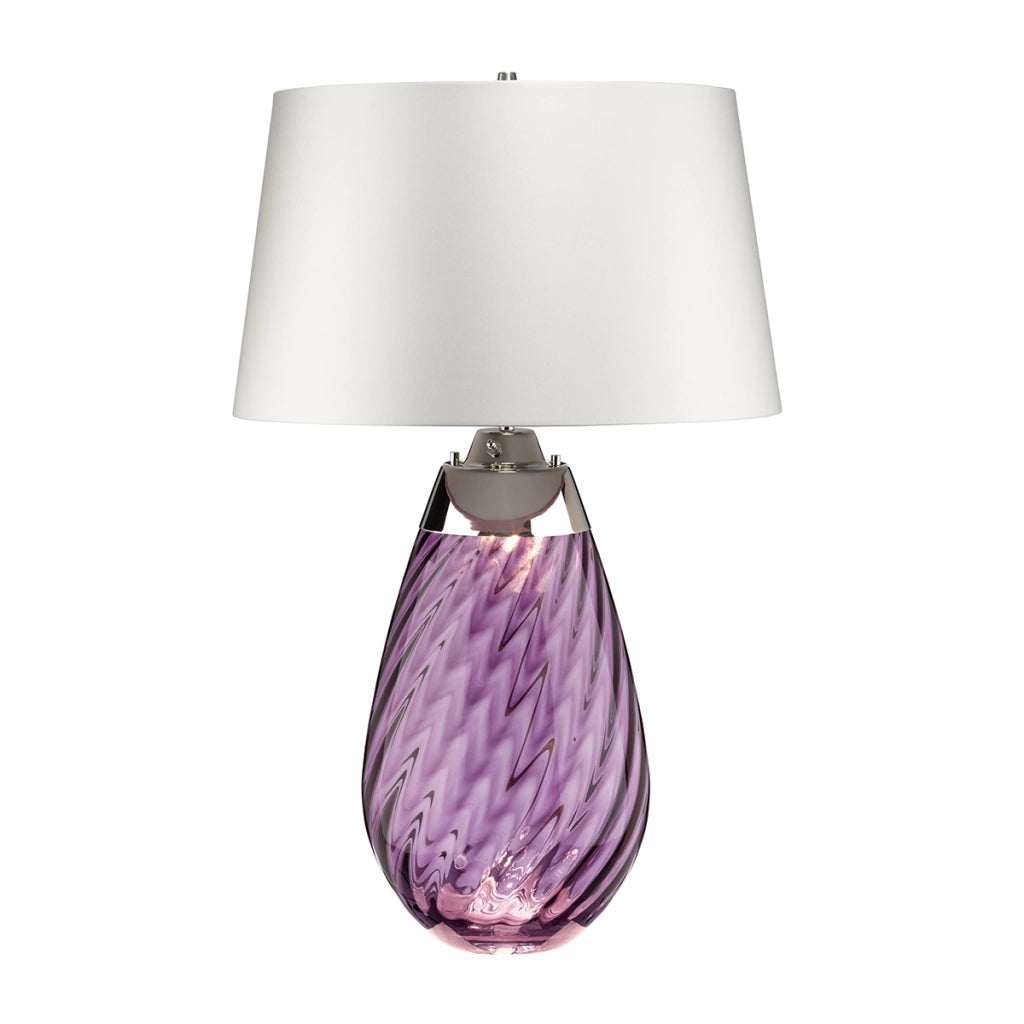 Lampada da tavolo Lena vetro viola paralume bianco E27 Elstead