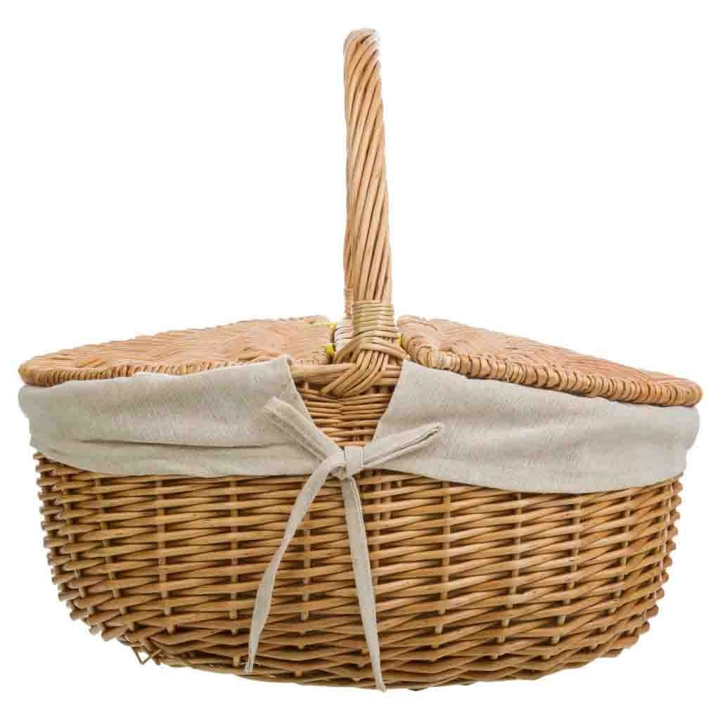Cesto in vimini marrone foderato 41x32x19/15/37h