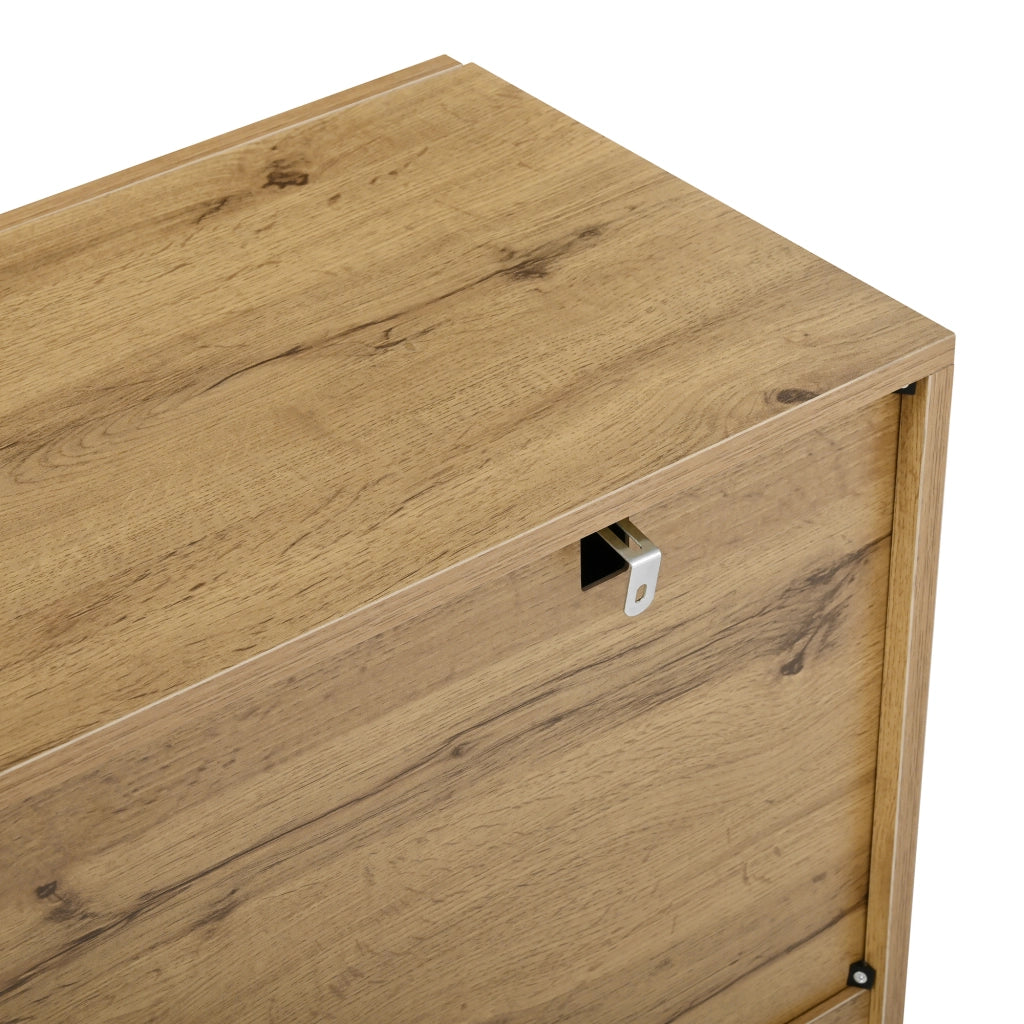CREDENZA con 4 cassetti e 2 ante 120x35,5x90,5 cm Natural e Nero