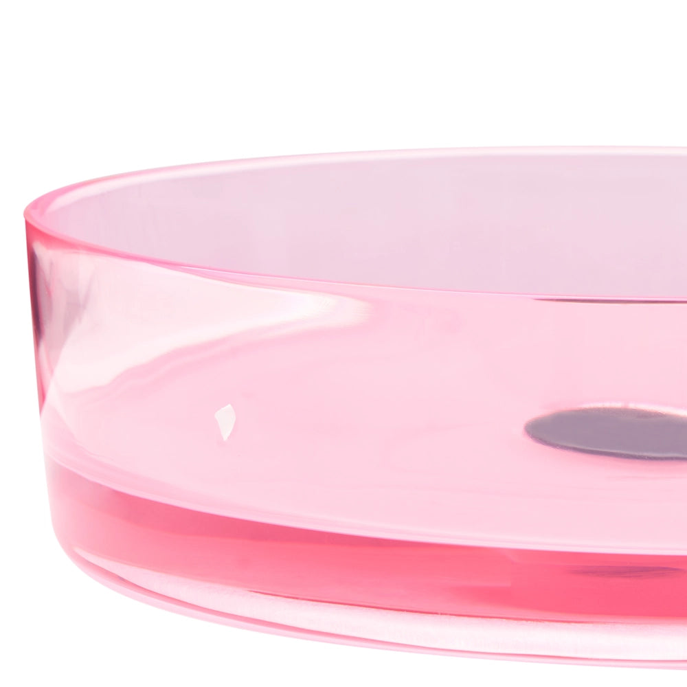 Lavabo rotondo Superficie solida semitrasparente 36 cm rosa bagno lavandino