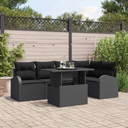 Set Divano da Giardino con cuscino 6 pcs Nero polyrattan 3348649