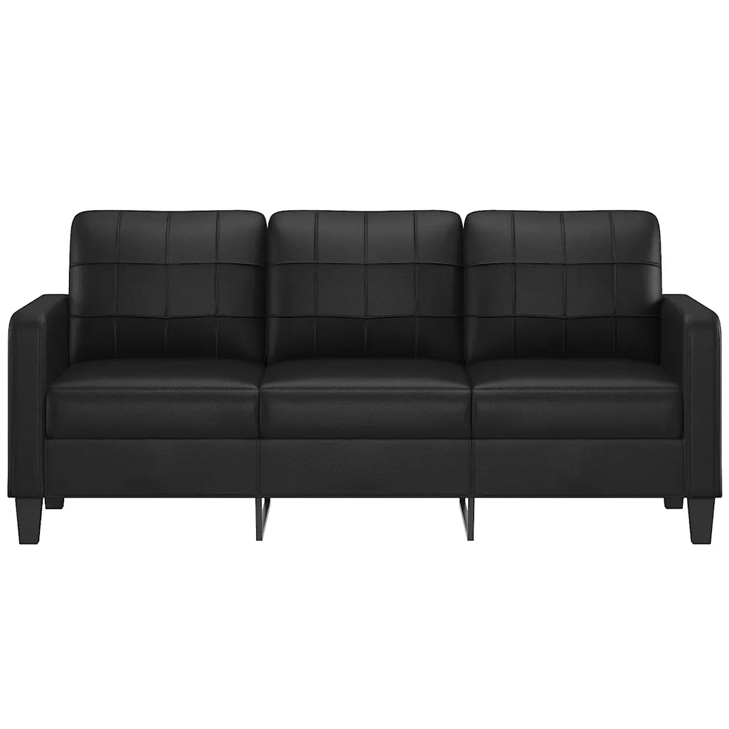 Divano a 3 Posti-Sofa 3 Posti Nero 180 cm in Similpelle 190061
