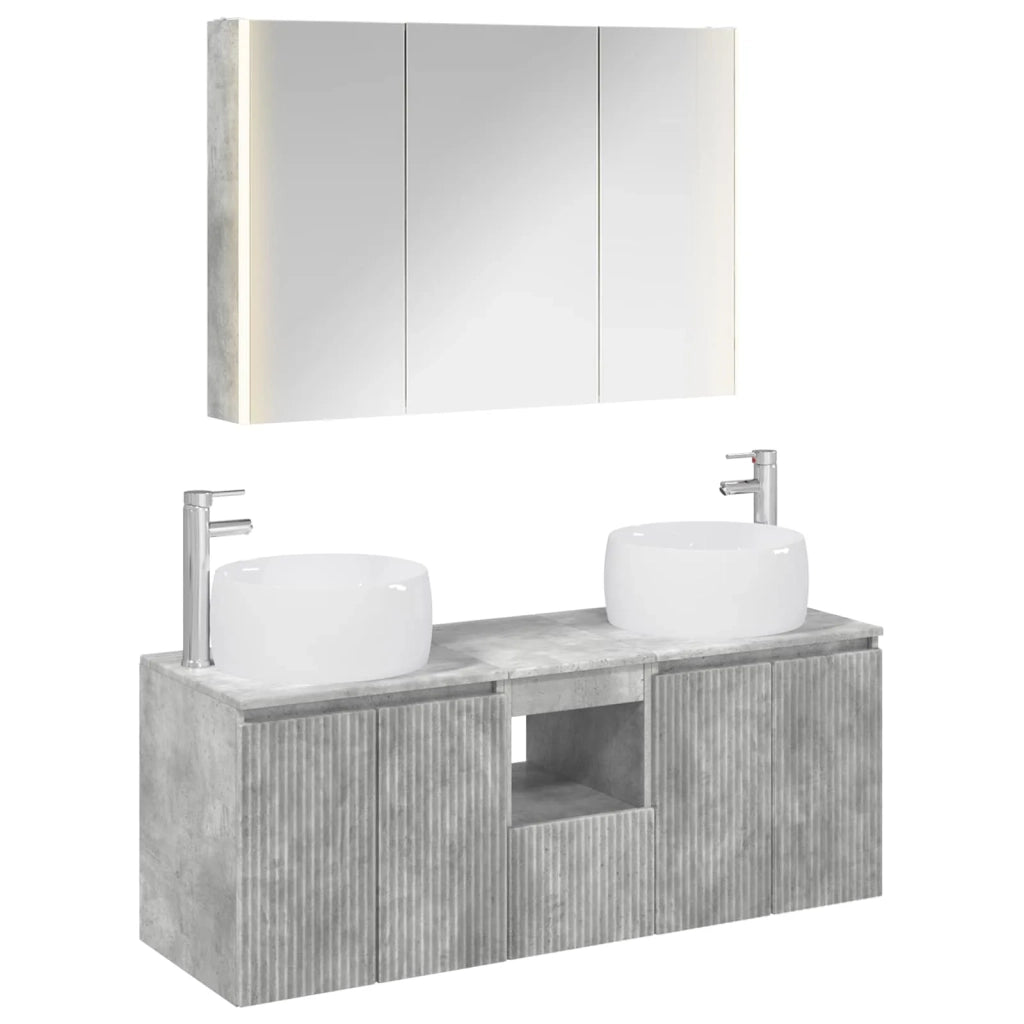 Set di Armadi da Bagno 4 pz Grigio Cemento Legno ingegnerizzato 3406546