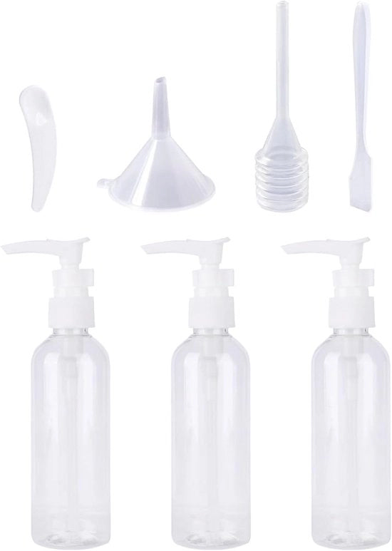 Set di 3 flaconi da 100 ml - Dispensatore di sapone - 4 pezzi - Vuoti - Mini