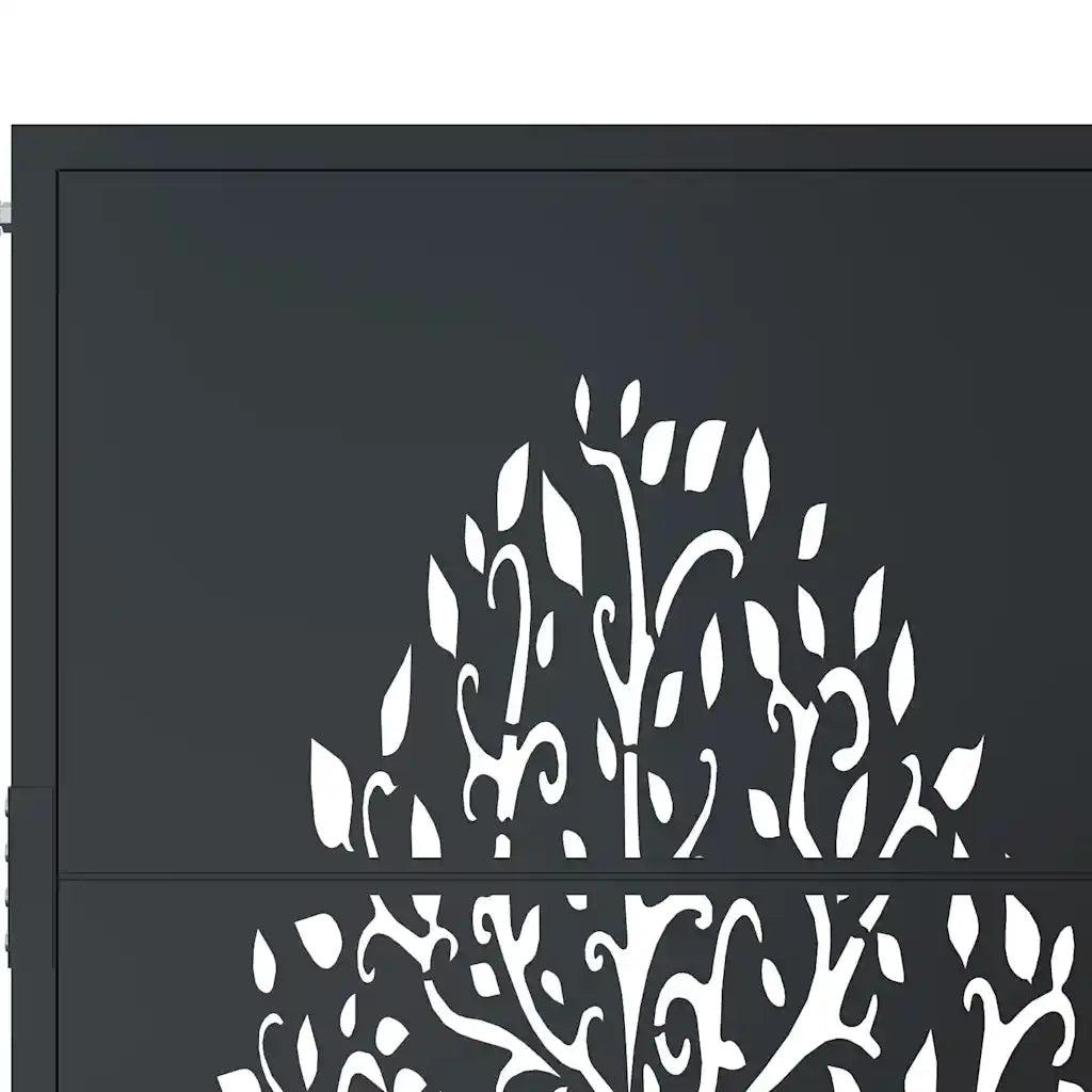 Cancello da giardino antracite 100x175 cm in acciaio con design ad albero CFW6728148
