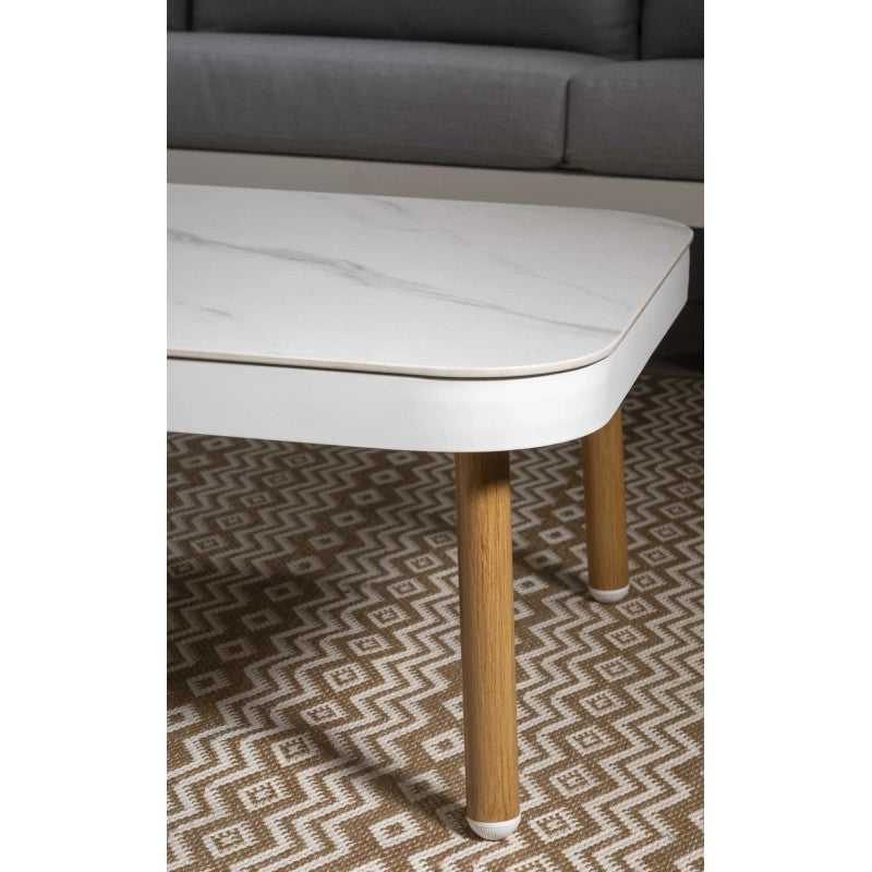 Salotto alluminio Wichita 3 posti bianco con cuscino e corda grigio chiaro