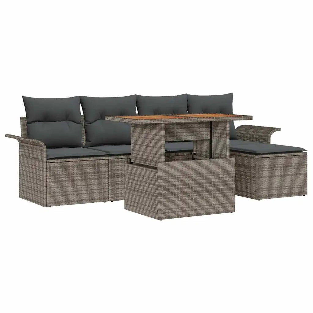 Set Divano da Giardino con cuscino 6 pcs Grigio 3349320