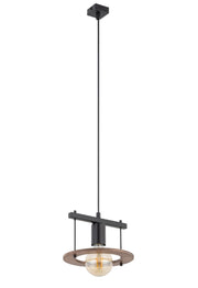 Lampada a sospensione Coffee nera/legno E27 15W Sigma