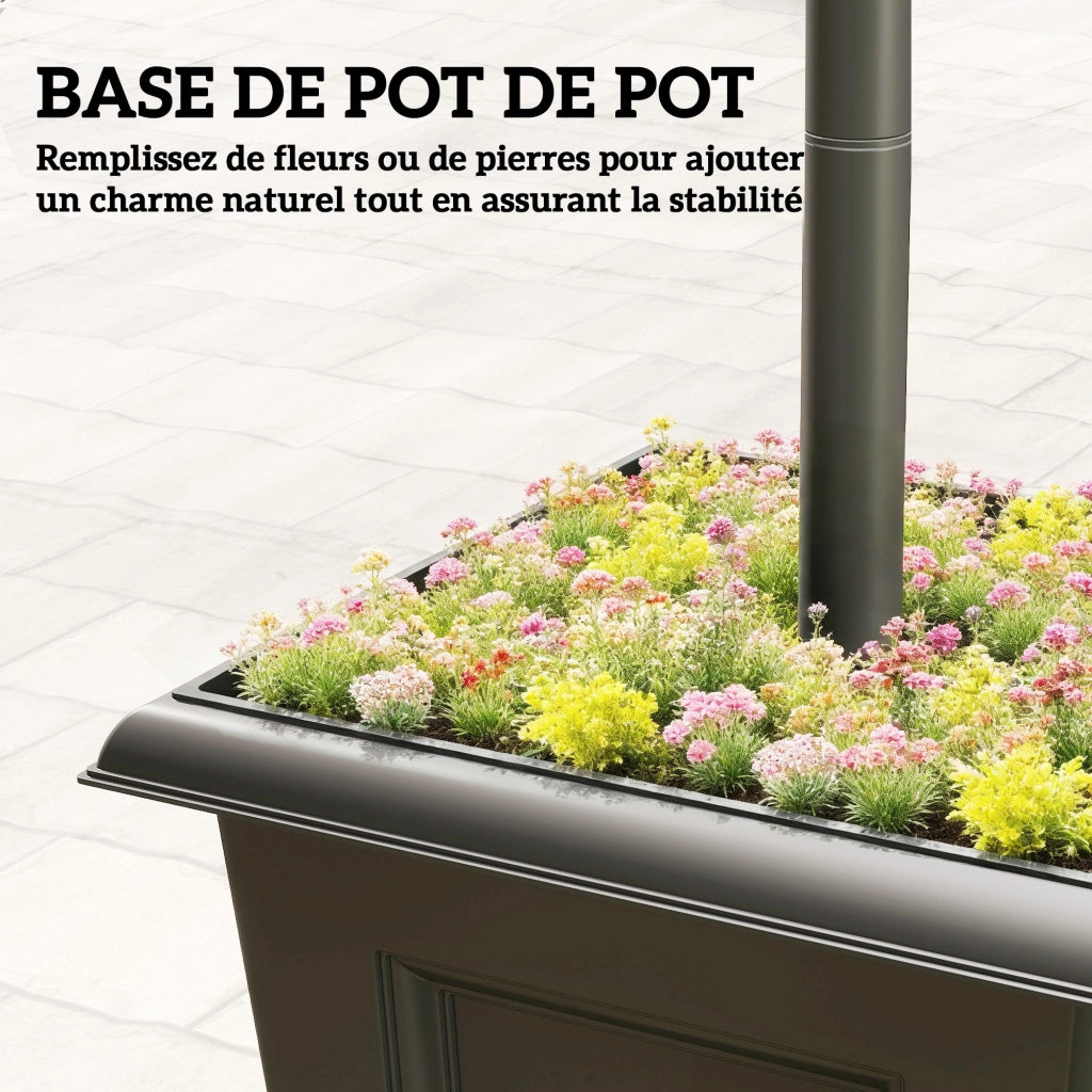 Lampada da giardino solare con fioriera ¨C zephmum ¨C nero 160cm