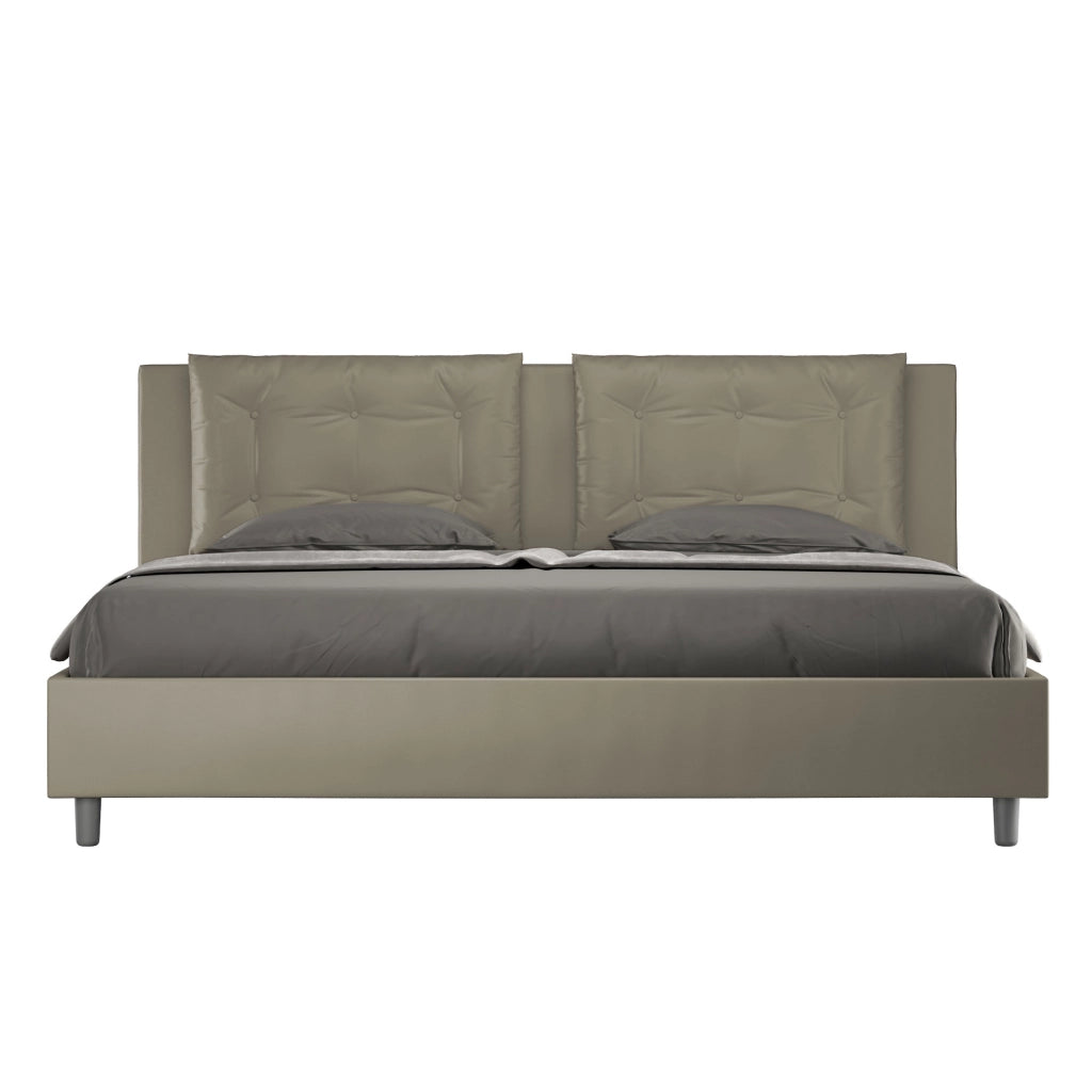 BS COM Letto con rete imbottito 180x210 similpelle cappuccino