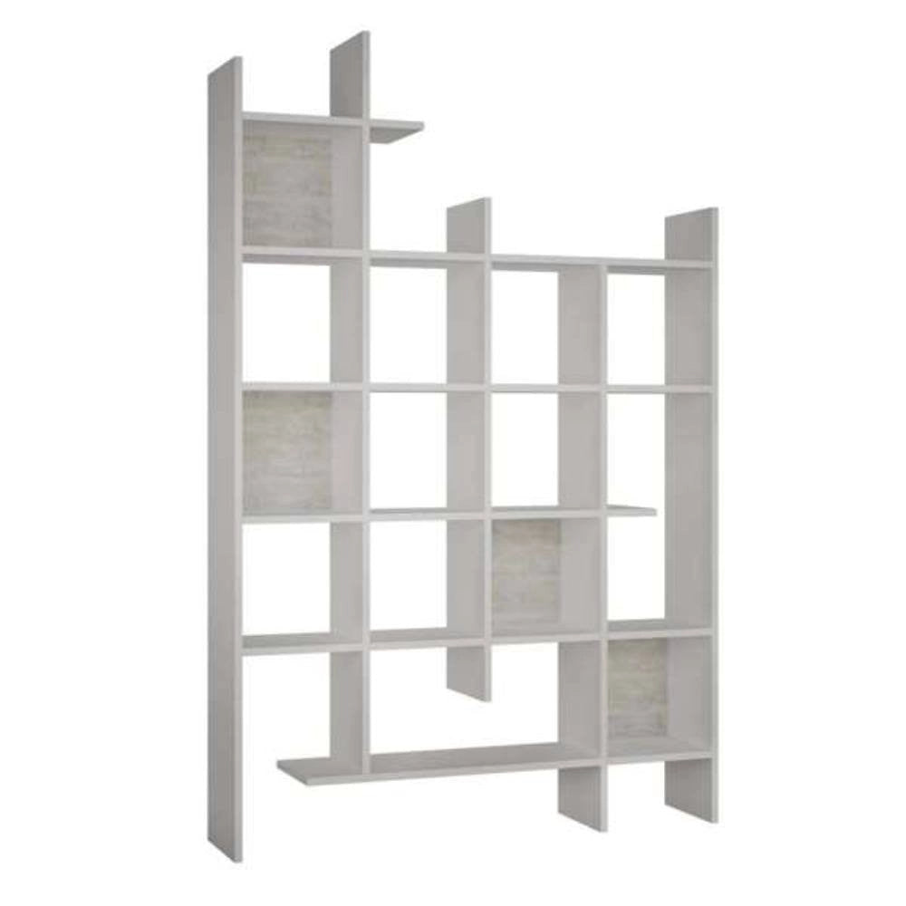 Libreria 6 Ripiani 122x25,5x188 cm in MDF Manco Bianco