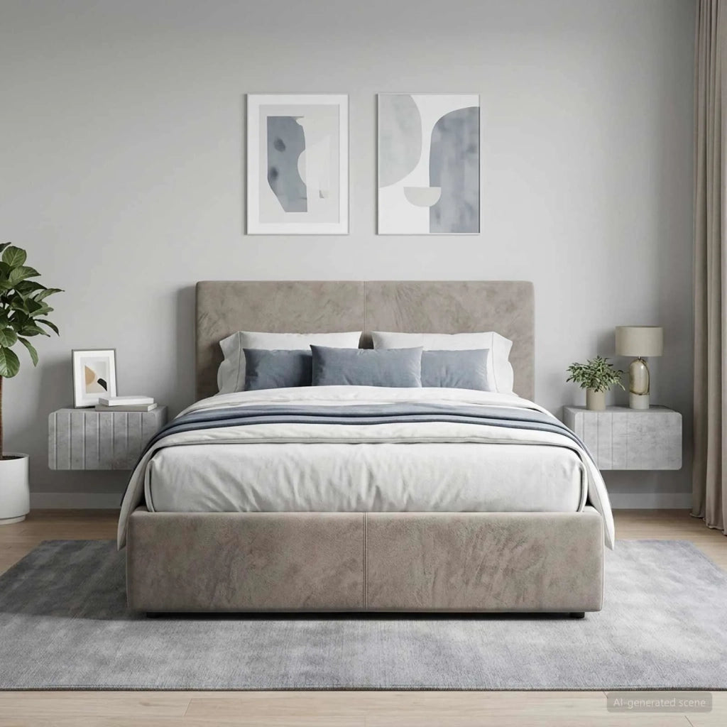 Mobiletto da notte a muro con cassetto 2 pcs Grigio Cemento 898282