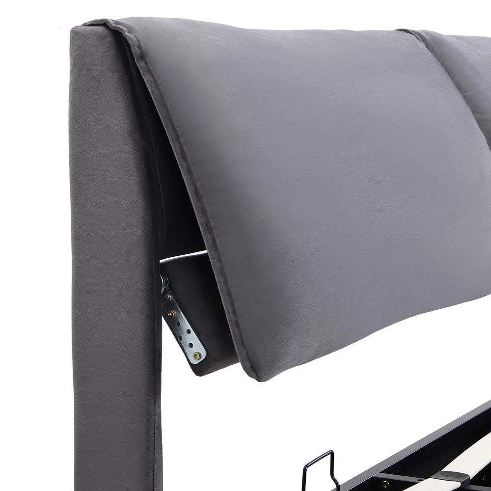 Letto Contenitore Imbottito con Testiera ¨C MINIMAL ¨C Velluto Grigio 160x200